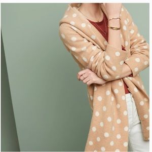 Anthropologie Polka Dot Wool Sweater Coat